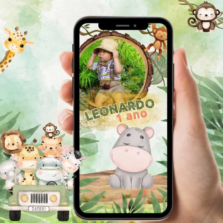 Convite safari animado.